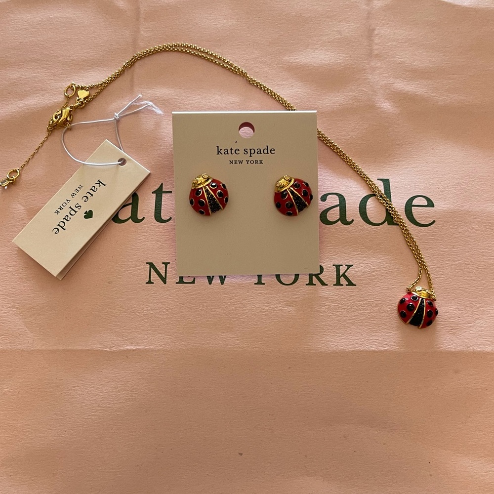 Kate spade ♠️ earrings and bracelet ladybug 🐞